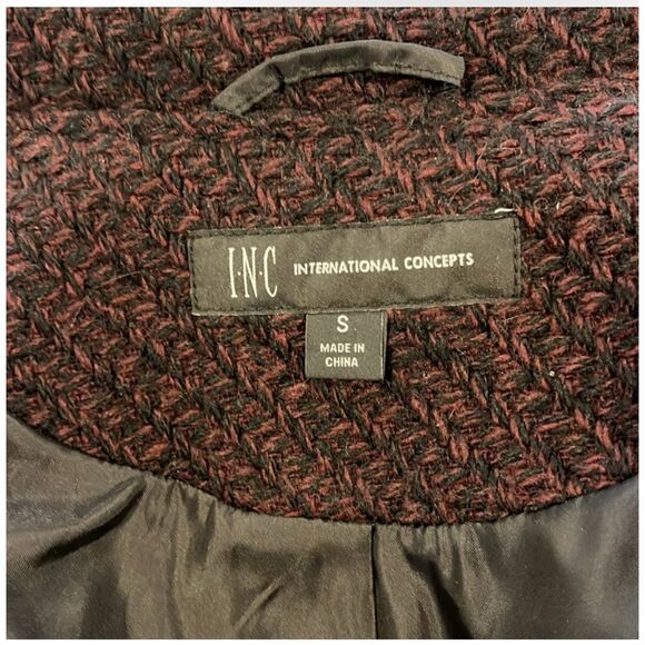 INC | INTERNATIONAL CONCEPTS | burgundy tweed jacket S - Picture 5 of 11